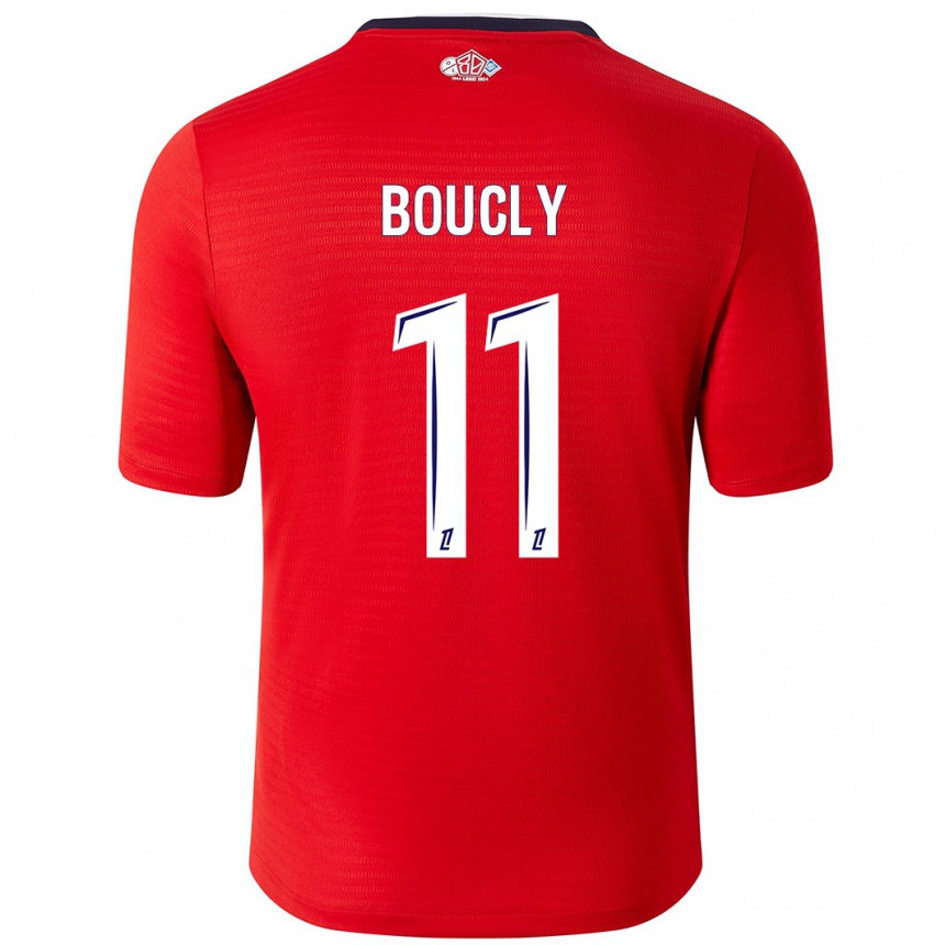 キッズフットボールMaïté Boucly#11赤 白ホームシャツ2024/25ジャージーユニフォーム