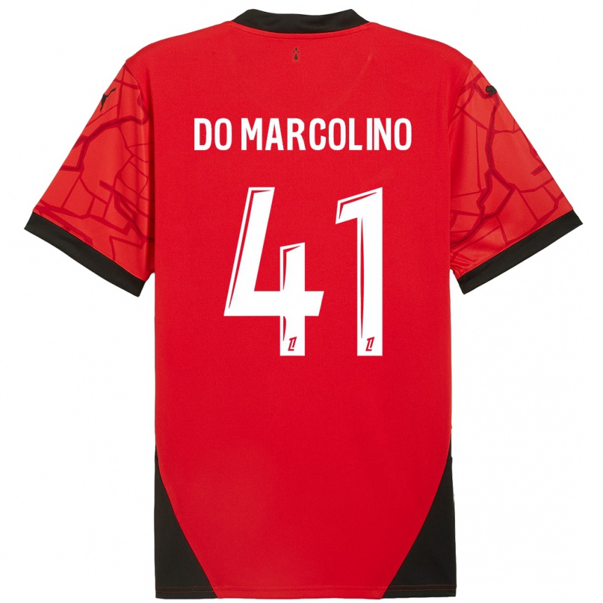 キッズフットボールAlan Do Marcolino#41赤黒ホームシャツ2024/25ジャージーユニフォーム