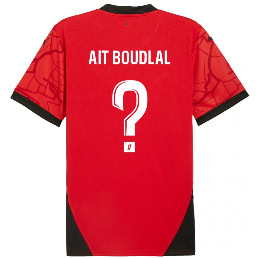 キッズフットボールAbdelhamid Ait Boudlal#0赤黒ホームシャツ2024/25ジャージーユニフォーム