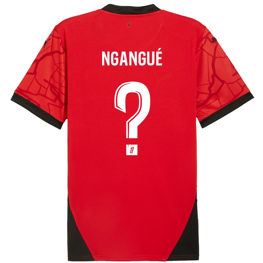 キッズフットボールMaurice Ngangué#0赤黒ホームシャツ2024/25ジャージーユニフォーム