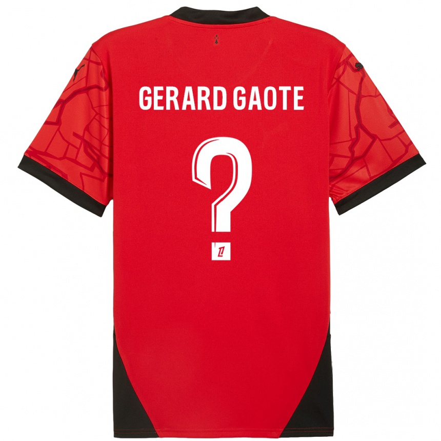 キッズフットボールSteven Gerard Gaote#0赤黒ホームシャツ2024/25ジャージーユニフォーム