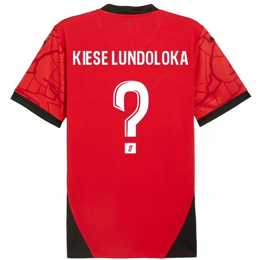 キッズフットボールJeanslor Kiese Lundoloka#0赤黒ホームシャツ2024/25ジャージーユニフォーム