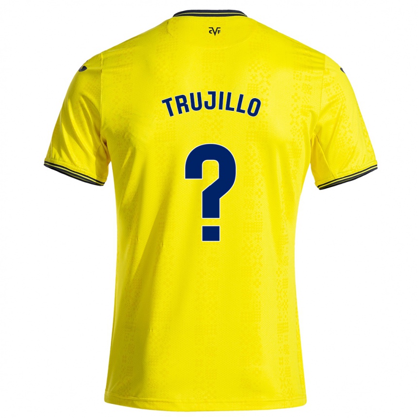 キッズフットボールJairo Trujillo#0黄 黒ホームシャツ2024/25ジャージーユニフォーム