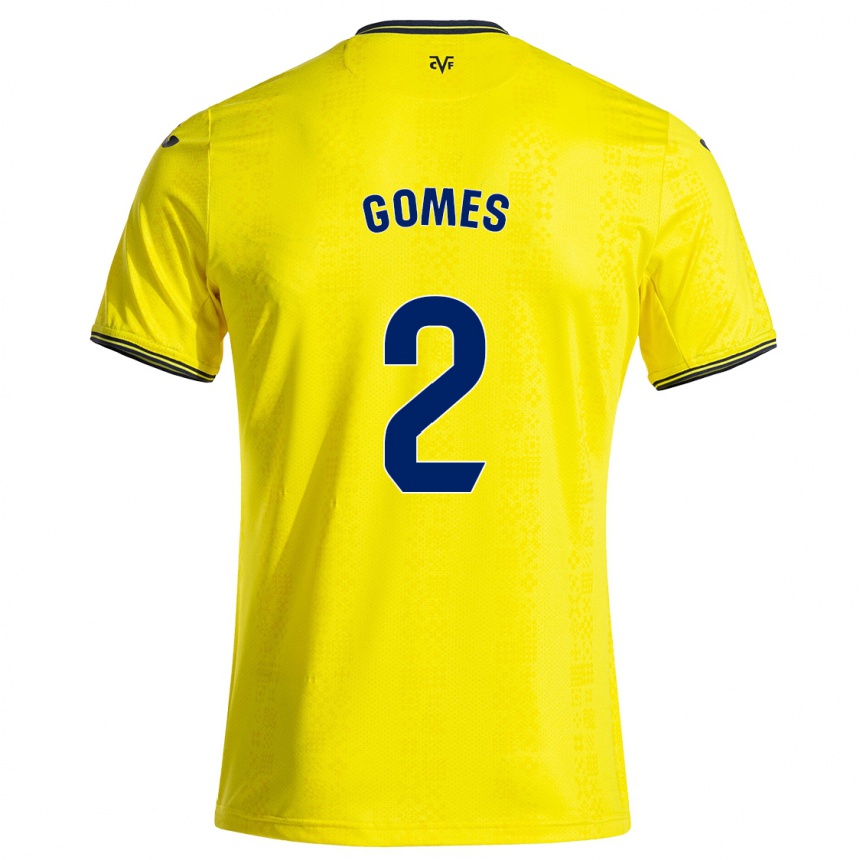 キッズフットボールVique Gomes#2黄 黒ホームシャツ2024/25ジャージーユニフォーム