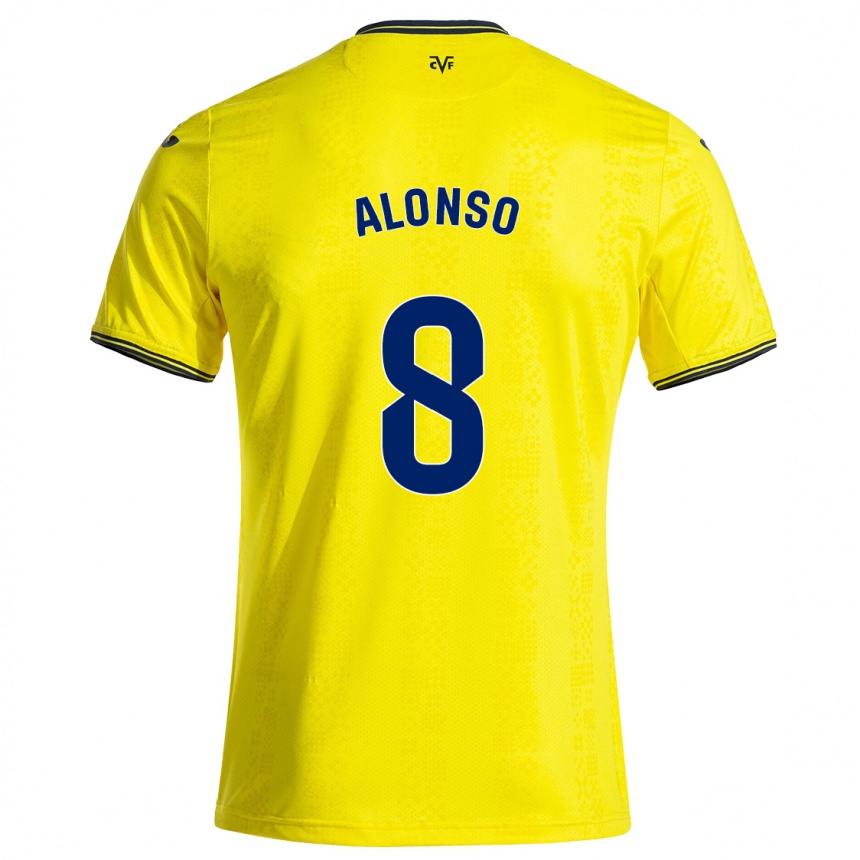 キッズフットボールRodri Alonso#8黄 黒ホームシャツ2024/25ジャージーユニフォーム