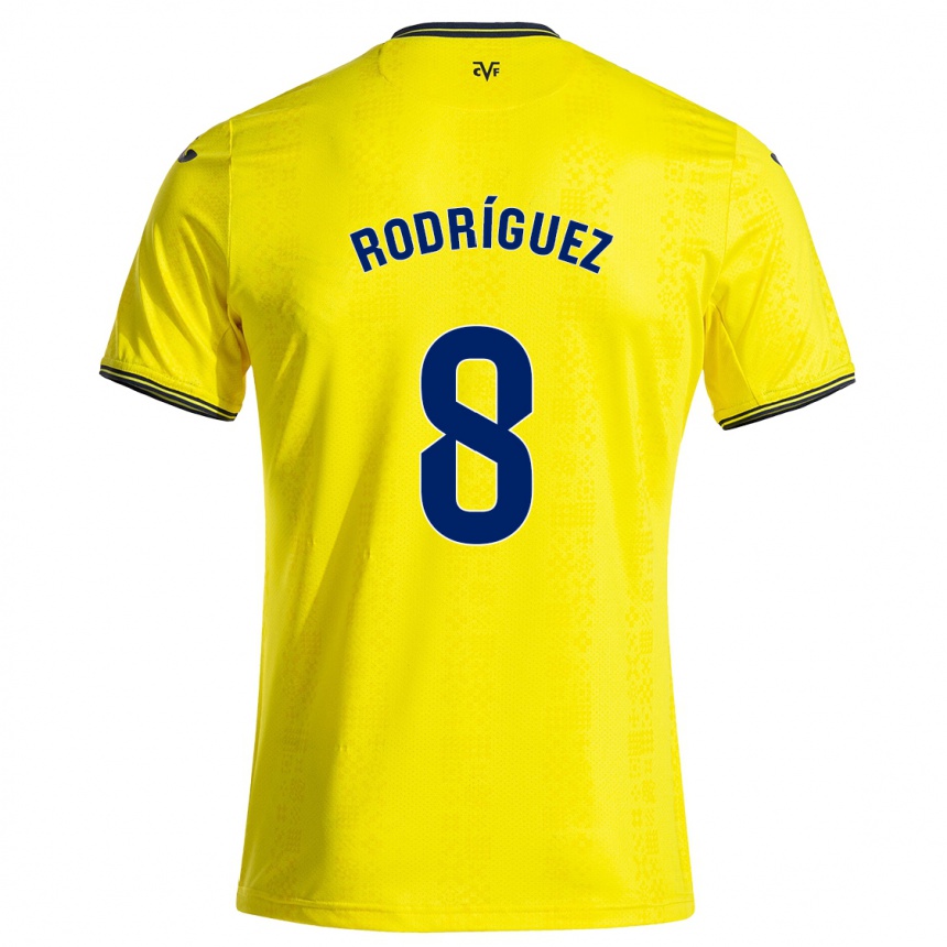 キッズフットボールUnai Rodríguez#8黄 黒ホームシャツ2024/25ジャージーユニフォーム