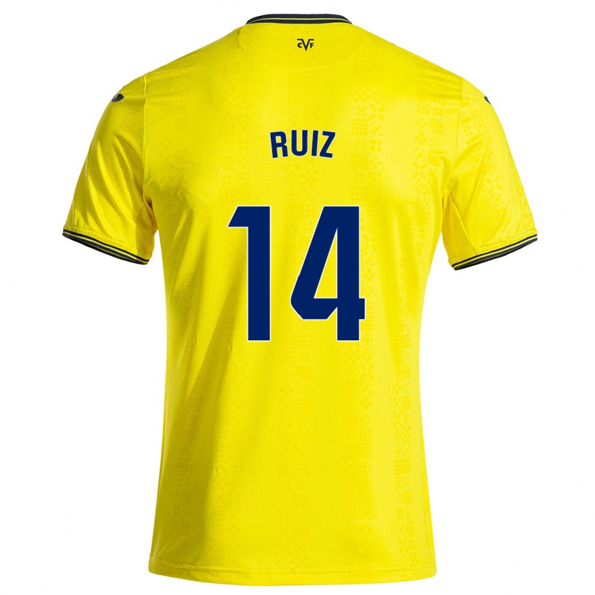 キッズフットボールAdri Ruiz#14黄 黒ホームシャツ2024/25ジャージーユニフォーム