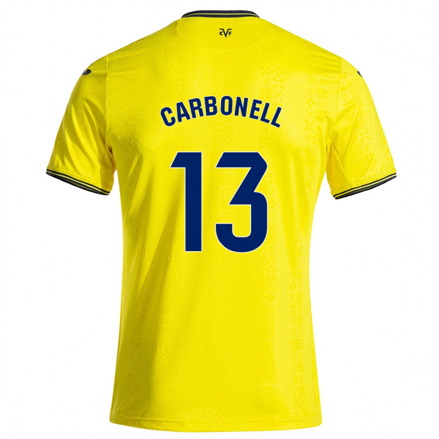 キッズフットボールCarmen Carbonell#13黄 黒ホームシャツ2024/25ジャージーユニフォーム