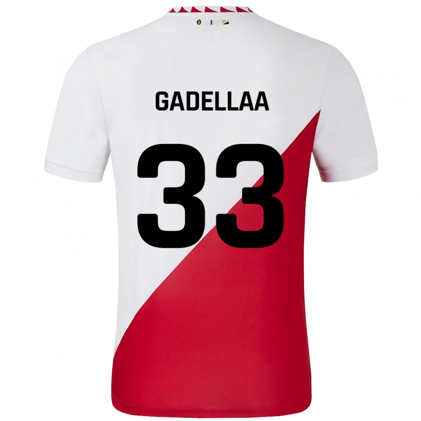 キッズフットボールKevin Gadellaa#33白 赤ホームシャツ2024/25ジャージーユニフォーム