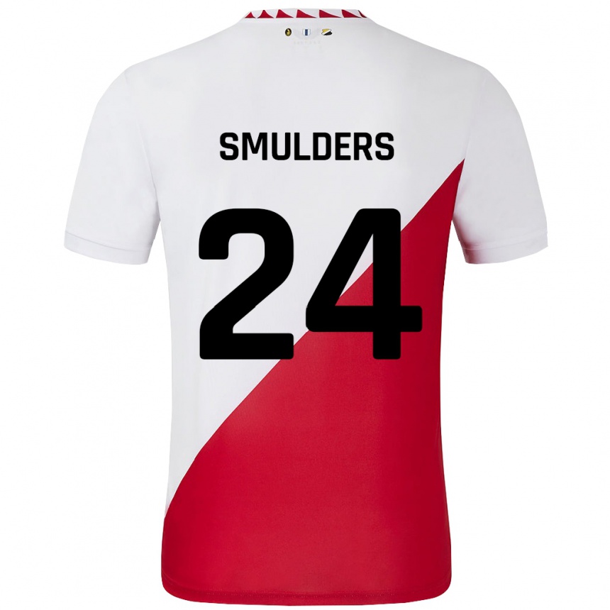 キッズフットボールAnniek Smulders#24白 赤ホームシャツ2024/25ジャージーユニフォーム