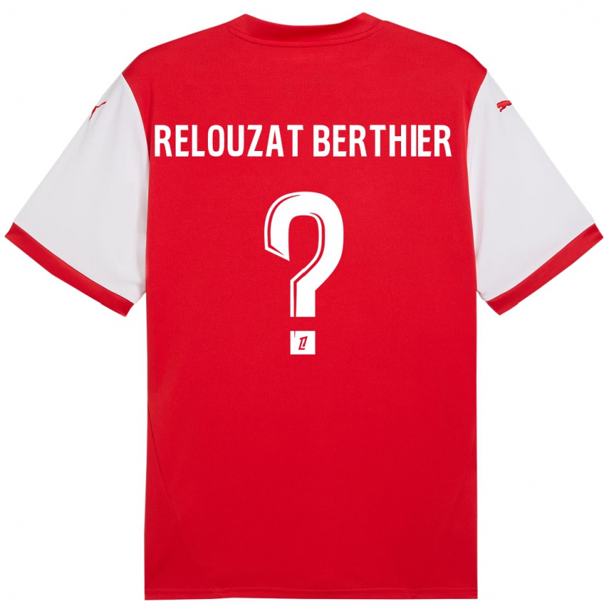 キッズフットボールMaxime Relouzat Berthier#0赤 白ホームシャツ2024/25ジャージーユニフォーム