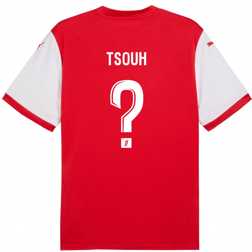 キッズフットボールJustin Tsouh#0赤 白ホームシャツ2024/25ジャージーユニフォーム