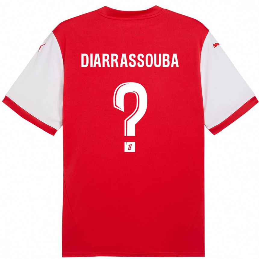 キッズフットボールTidiane Diarrassouba#0赤 白ホームシャツ2024/25ジャージーユニフォーム