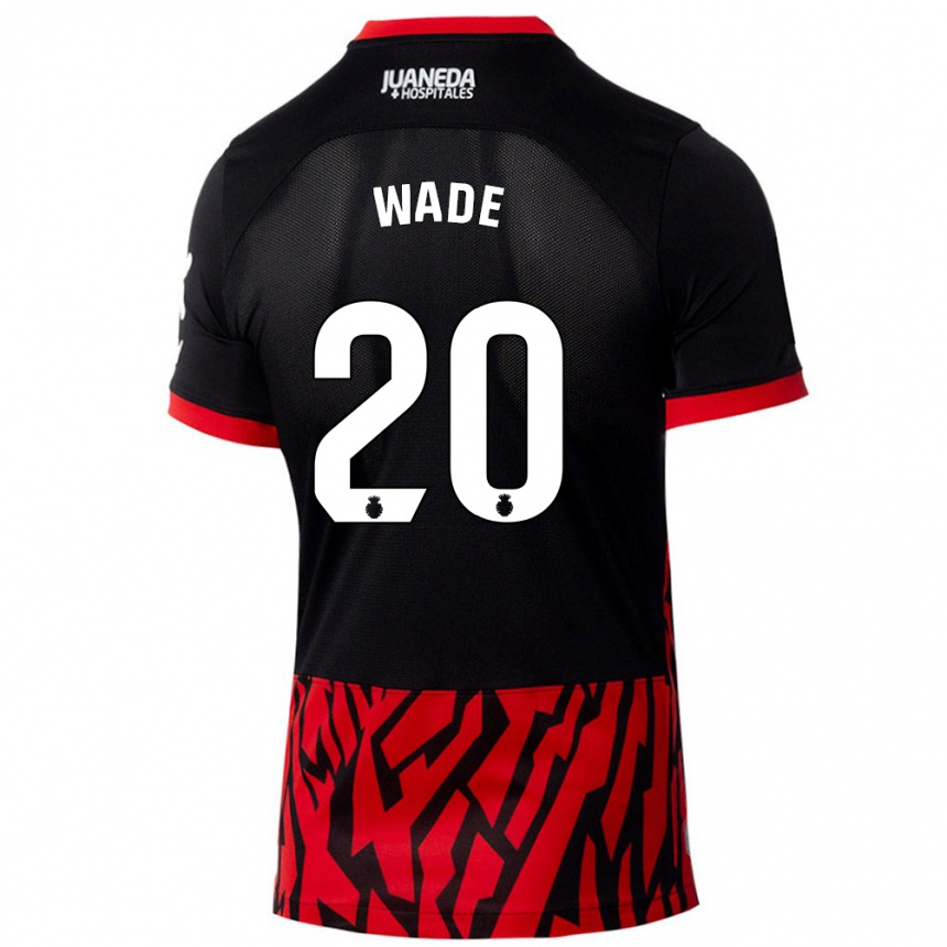 キッズフットボールSebas Wade#20黒 赤ホームシャツ2024/25ジャージーユニフォーム