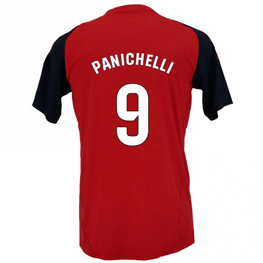 キッズフットボールJoaquín Panichelli#9赤黒ホームシャツ2024/25ジャージーユニフォーム