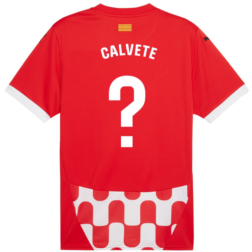 キッズフットボールPablo Calvete#0赤 白ホームシャツ2024/25ジャージーユニフォーム