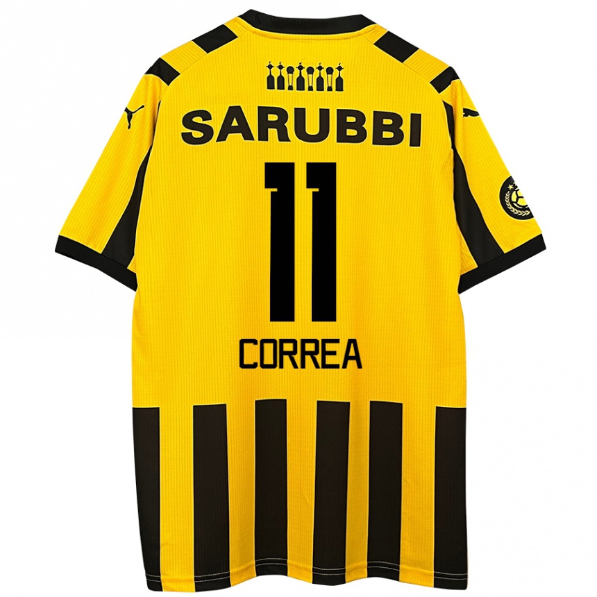 キッズフットボールFranco Correa#11黄 黒ホームシャツ2024/25ジャージーユニフォーム