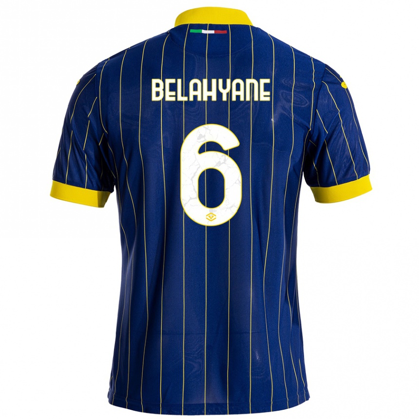 キッズフットボールReda Belahyane#6青 黄ホームシャツ2024/25ジャージーユニフォーム