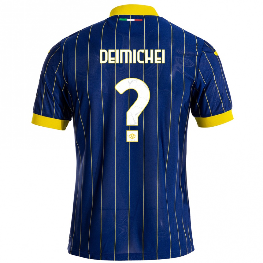 キッズフットボールRaffaele Deimichei#0青 黄ホームシャツ2024/25ジャージーユニフォーム