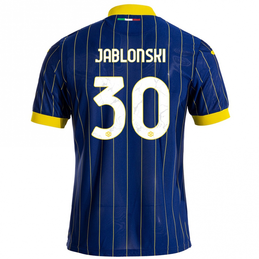 キッズフットボールDarvin Jablonski#30青 黄ホームシャツ2024/25ジャージーユニフォーム