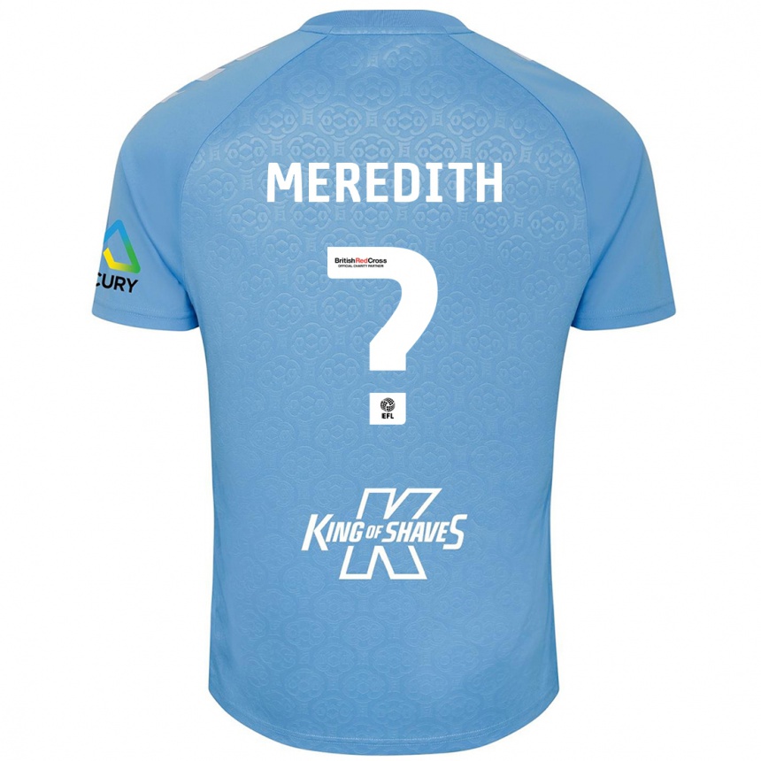 キッズフットボールEliot Meredith#0ブルーホワイトホームシャツ2024/25ジャージーユニフォーム