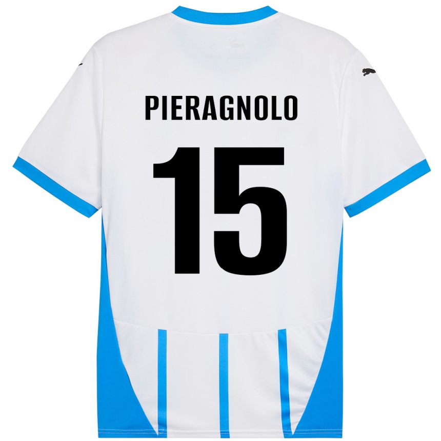 キッズフットボールEdoardo Pieragnolo#15ホワイト ブルーアウェイシャツ2024/25ジャージーユニフォーム