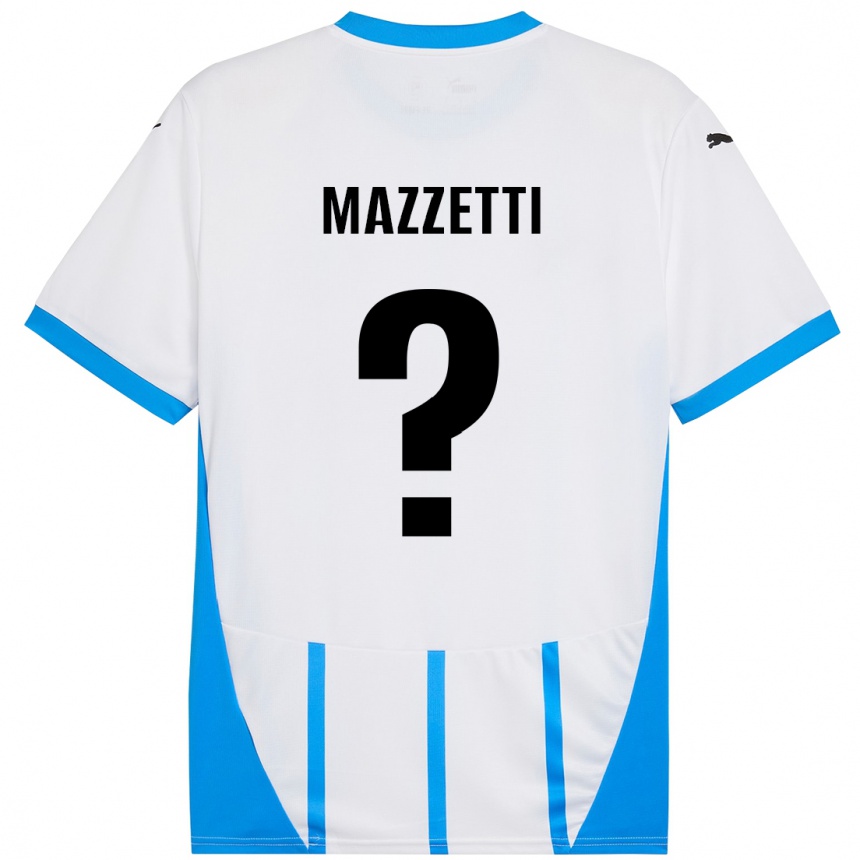 キッズフットボールRiccardo Mazzetti#0ホワイト ブルーアウェイシャツ2024/25ジャージーユニフォーム