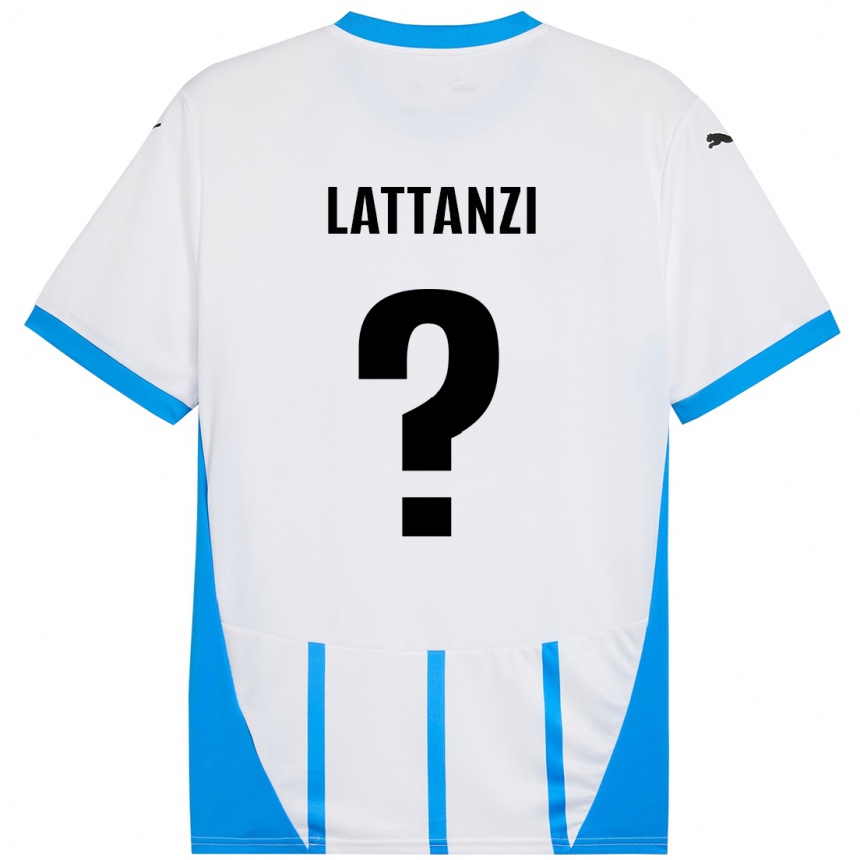 キッズフットボールLuca Lattanzi#0ホワイト ブルーアウェイシャツ2024/25ジャージーユニフォーム