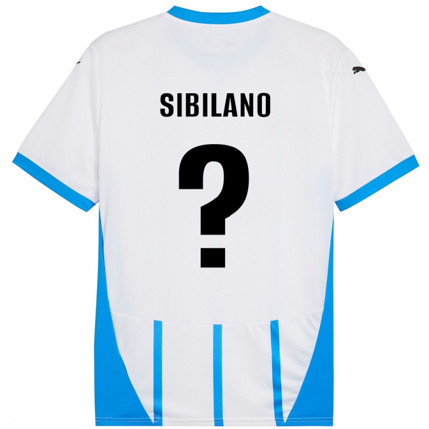 キッズフットボールAlessio Sibilano#0ホワイト ブルーアウェイシャツ2024/25ジャージーユニフォーム