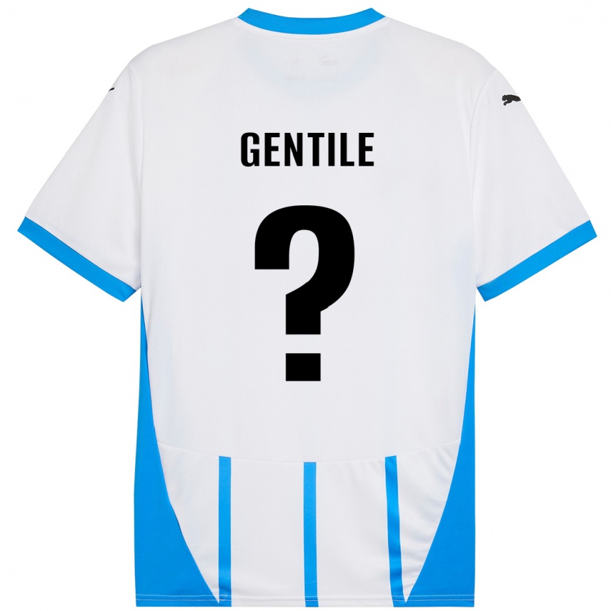 キッズフットボールRaffaele Gentile#0ホワイト ブルーアウェイシャツ2024/25ジャージーユニフォーム