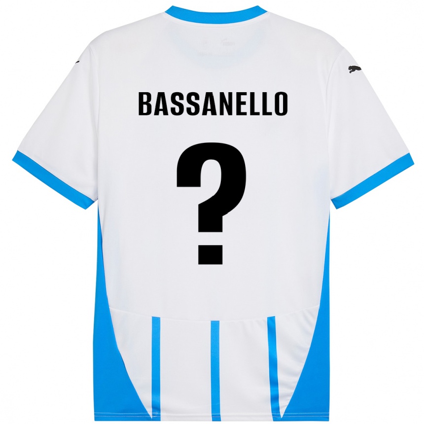 キッズフットボールDavide Bassanello#0ホワイト ブルーアウェイシャツ2024/25ジャージーユニフォーム