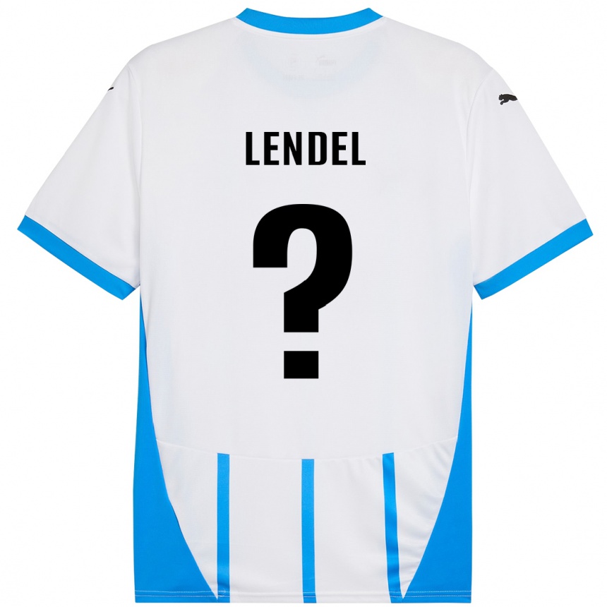 キッズフットボールDavide Lendel#0ホワイト ブルーアウェイシャツ2024/25ジャージーユニフォーム