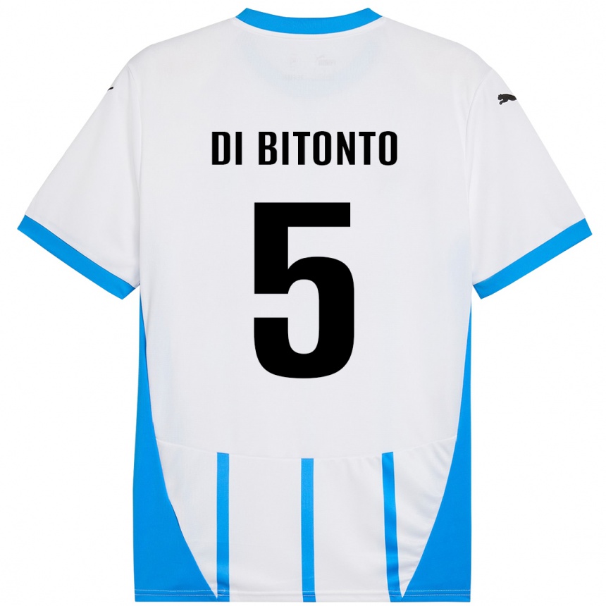 キッズフットボールAlessandro Di Bitonto#5ホワイト ブルーアウェイシャツ2024/25ジャージーユニフォーム