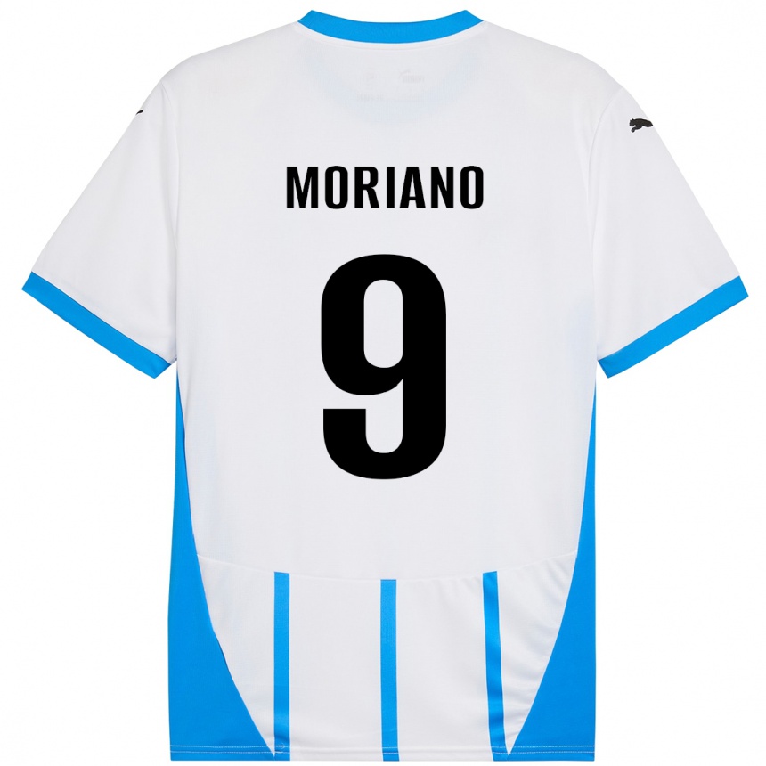 キッズフットボールAndrea Moriano#9ホワイト ブルーアウェイシャツ2024/25ジャージーユニフォーム