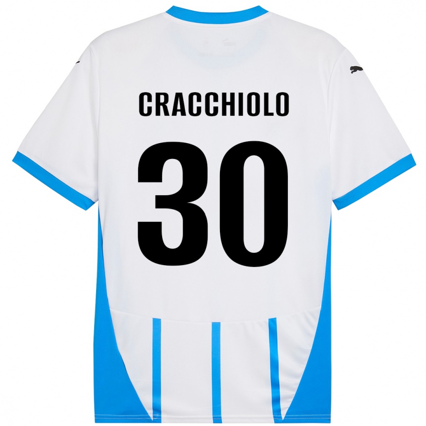 キッズフットボールLeonardo Cracchiolo#30ホワイト ブルーアウェイシャツ2024/25ジャージーユニフォーム