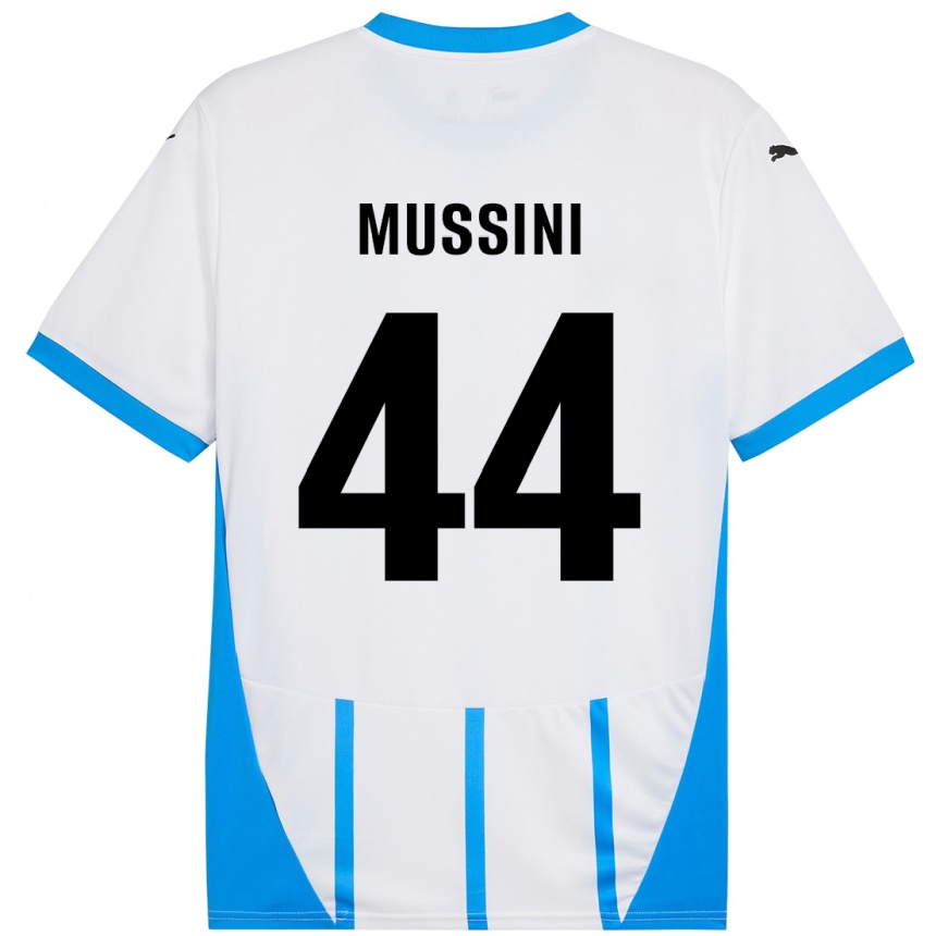 キッズフットボールAndrea Mussini#44ホワイト ブルーアウェイシャツ2024/25ジャージーユニフォーム