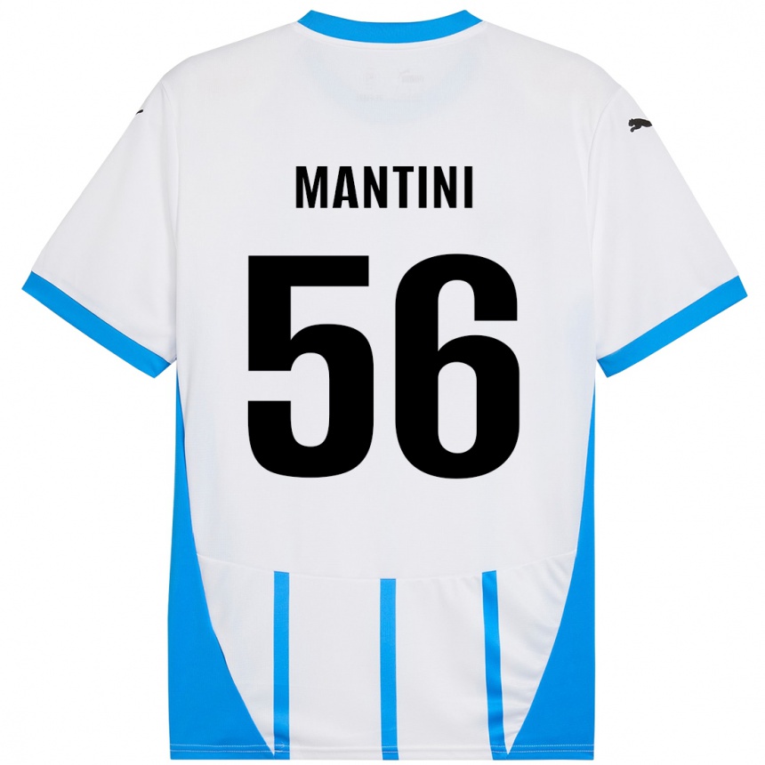 キッズフットボールRaffaele Mantini#56ホワイト ブルーアウェイシャツ2024/25ジャージーユニフォーム