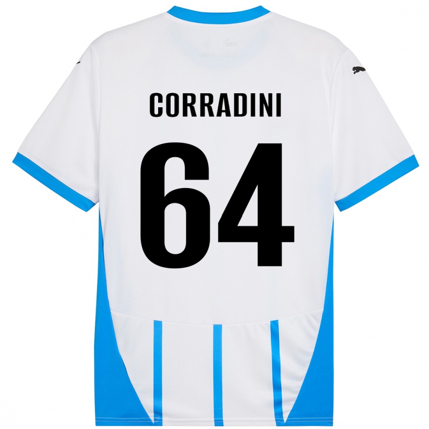 キッズフットボールFrancesco Corradini#64ホワイト ブルーアウェイシャツ2024/25ジャージーユニフォーム