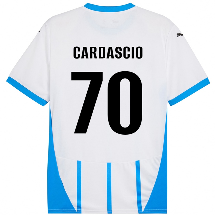 キッズフットボールAlessandro Cardascio#70ホワイト ブルーアウェイシャツ2024/25ジャージーユニフォーム