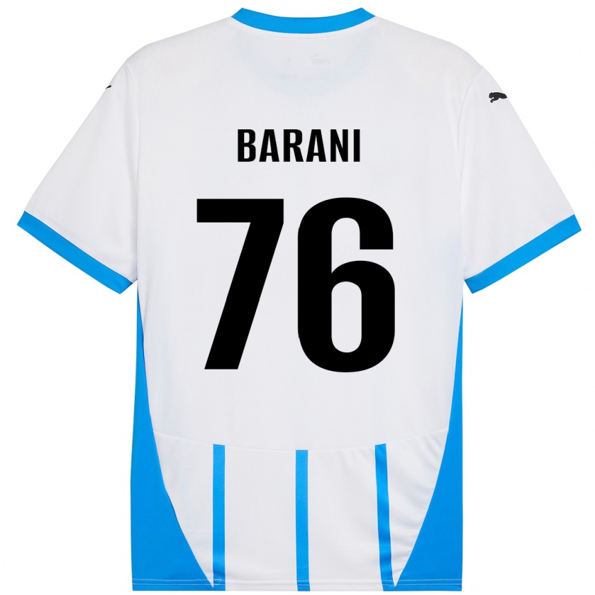 キッズフットボールLuca Barani#76ホワイト ブルーアウェイシャツ2024/25ジャージーユニフォーム