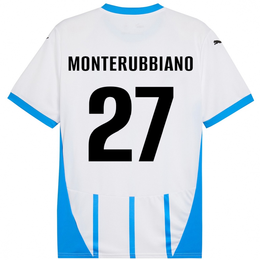 キッズフットボールValeria Monterubbiano#27ホワイト ブルーアウェイシャツ2024/25ジャージーユニフォーム