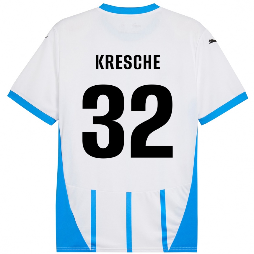 キッズフットボールIsabella Kresche#32ホワイト ブルーアウェイシャツ2024/25ジャージーユニフォーム