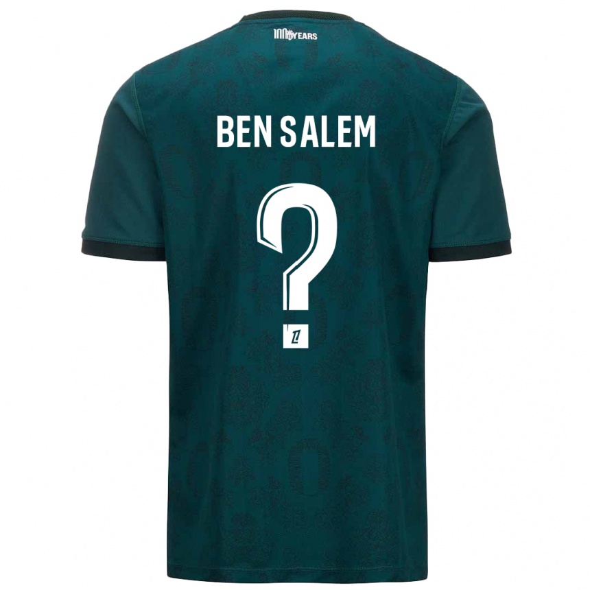 キッズフットボールOualid Ben Salem#0ダークグリーンアウェイシャツ2024/25ジャージーユニフォーム