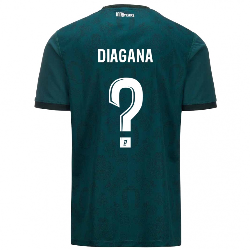 キッズフットボールAbdoulaye Diagana#0ダークグリーンアウェイシャツ2024/25ジャージーユニフォーム