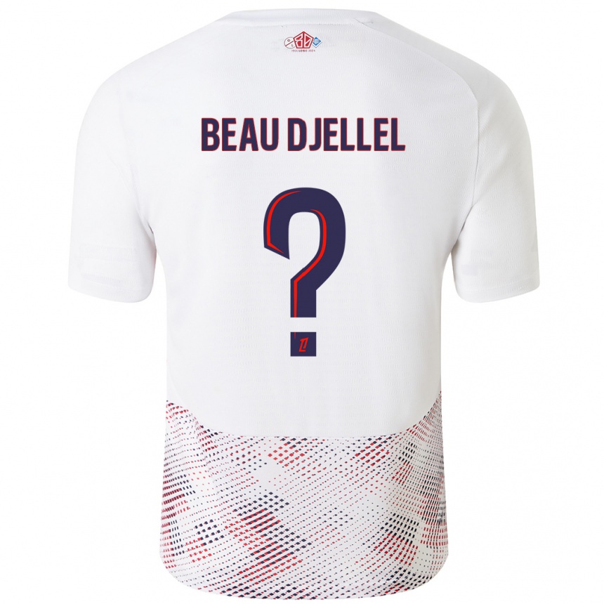 キッズフットボールYanis Beau Djellel#0ホワイト ロイヤルブルーアウェイシャツ2024/25ジャージーユニフォーム