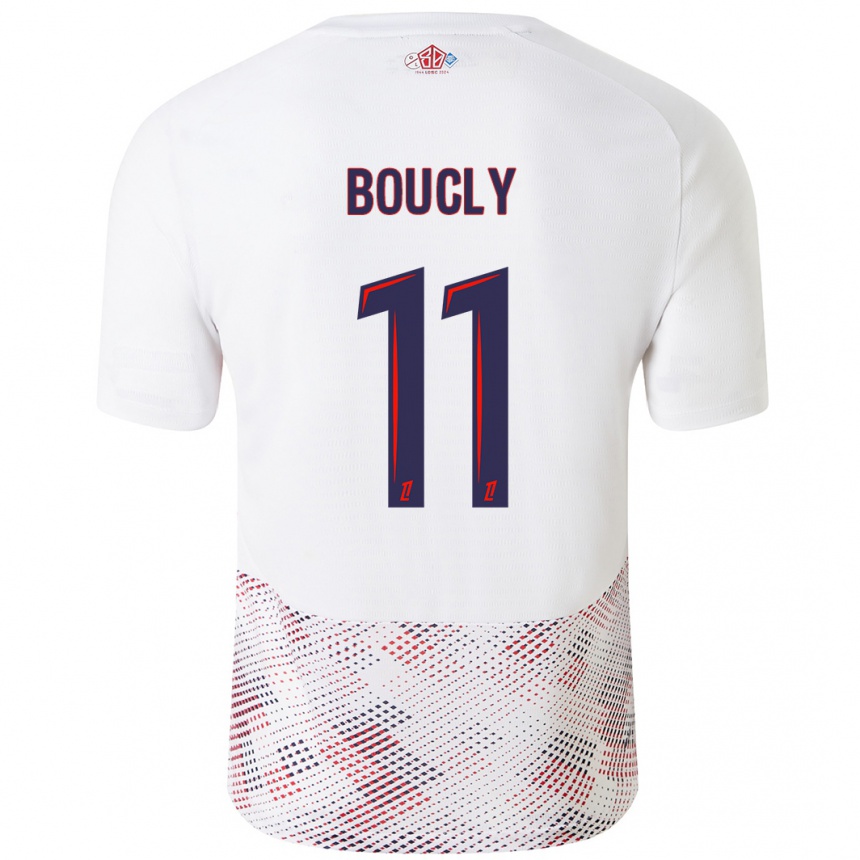 キッズフットボールMaïté Boucly#11ホワイト ロイヤルブルーアウェイシャツ2024/25ジャージーユニフォーム