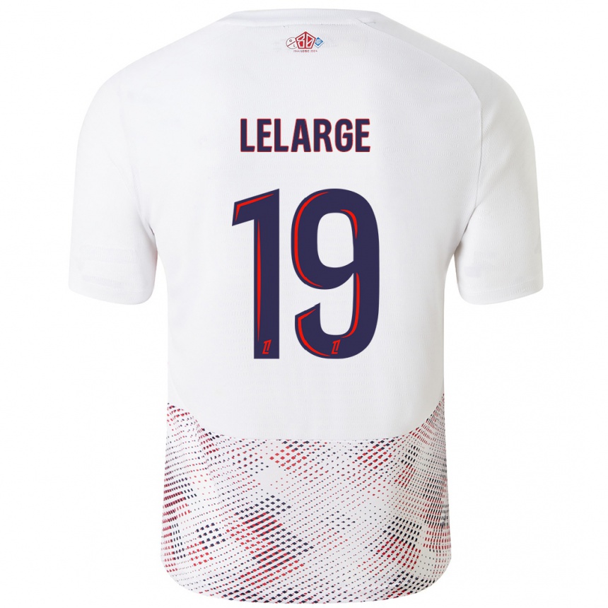 キッズフットボールClaire Lelarge#19ホワイト ロイヤルブルーアウェイシャツ2024/25ジャージーユニフォーム