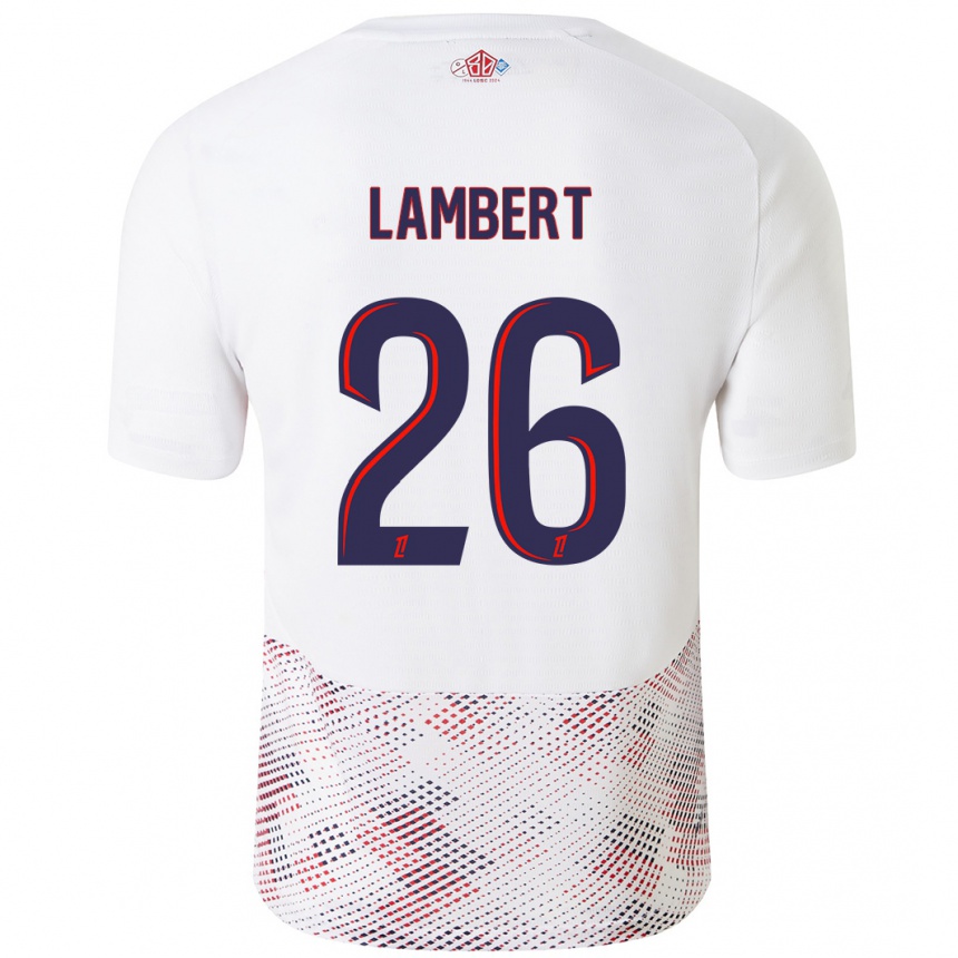 キッズフットボールAnaïs Lambert#26ホワイト ロイヤルブルーアウェイシャツ2024/25ジャージーユニフォーム