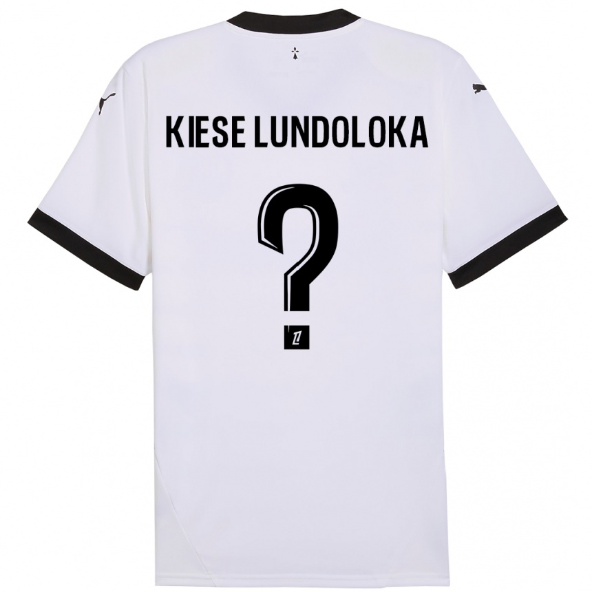 キッズフットボールJeanslor Kiese Lundoloka#0白 黒アウェイシャツ2024/25ジャージーユニフォーム