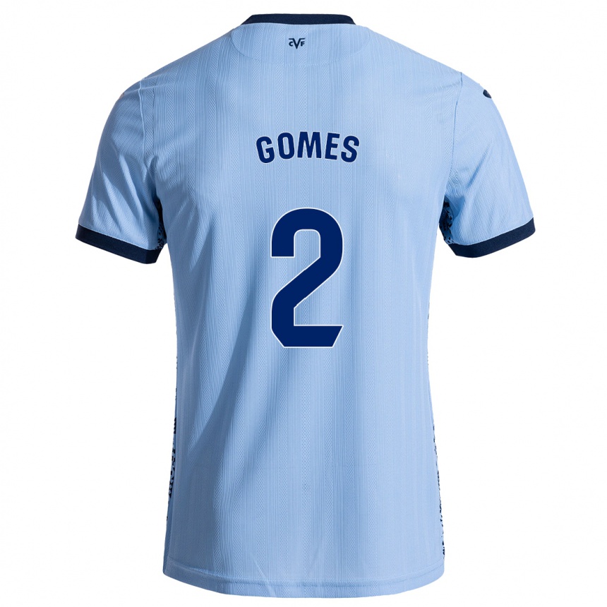 キッズフットボールVique Gomes#2スカイブルーアウェイシャツ2024/25ジャージーユニフォーム